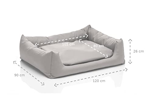 Juelle Hundebett aus Kunstleder Hundebett Kuschelbett Sofy Rex S-XXL (120x90cm, Weiß)