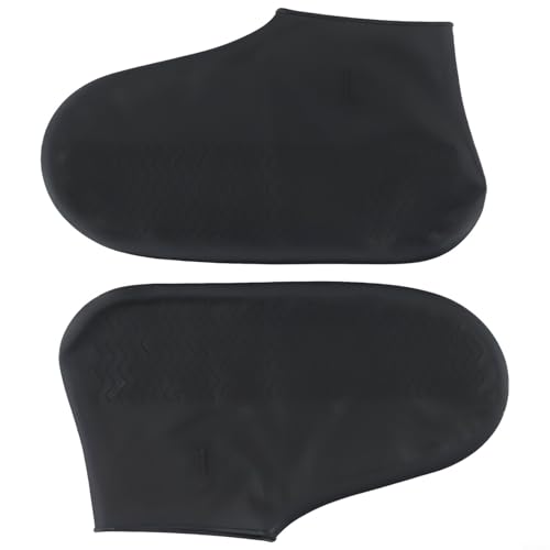 Reusable Silicone Shoe Covers with Non-Slip Textured Sole, Waterproof Boot Protectors for Cycling Hiking Rainy Days, Elastic Fit for Outdoor Sports (1 Pair)(L Black)