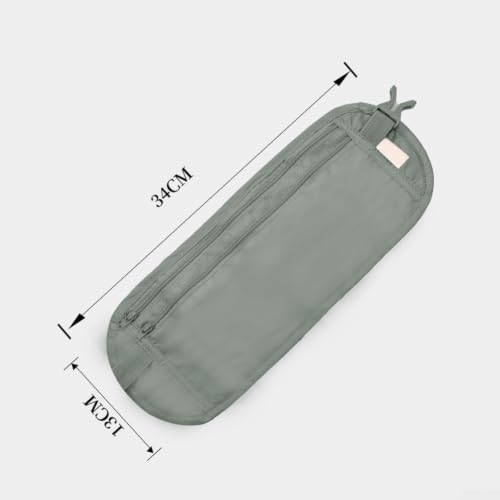 Sac banane étanche avec protection RFID - Caché pour homme et femme - Ceinture anti-vol pour voyage, jogging, randonnée - 34 x 13 cm - Noir, gris, jaune (gris) – vue 2