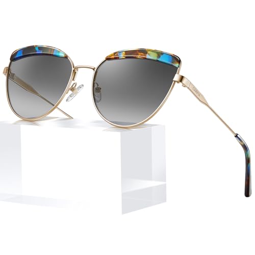 CARFIA Matal Acetate Cateye Polarized Sunglasses for Women UV Protection CA5382