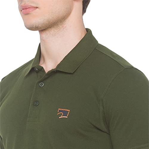 Image of Spykar Men's Embellished Slim Fit Polo T-Shirt
