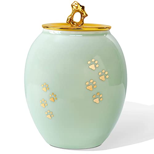 Image of Medium Pet Urns for Dogs Ashes, Ceramics Pet Urn for Cat Ashes | Pet Memorial Gift for Loss of Dog or Cat, Medium Urn for Pet Fur, Hair, Whiskers or Ashes,Rainbow Bridge