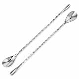2 PCS Barlöffel Edelstahl mit Spiralgriff 30cm, Cocktail Löffel lang für Longdrinks Mixen Schichten und Rühren, Bar Zubehör für Mojito Gin Tonic Cocktail Zubehör Küche und Bar