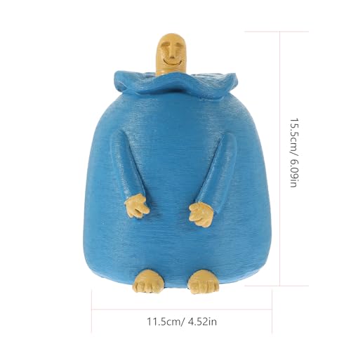 Statue doigt honneur en résine bleu, finition artisanale - 3