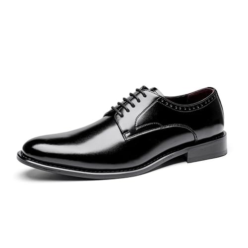Men's Leather Shoes Men's Genuine Leather British Style Simple Dress Business Men's Leather Shoes for Work and Commuter Men's Shoes(Black,44)