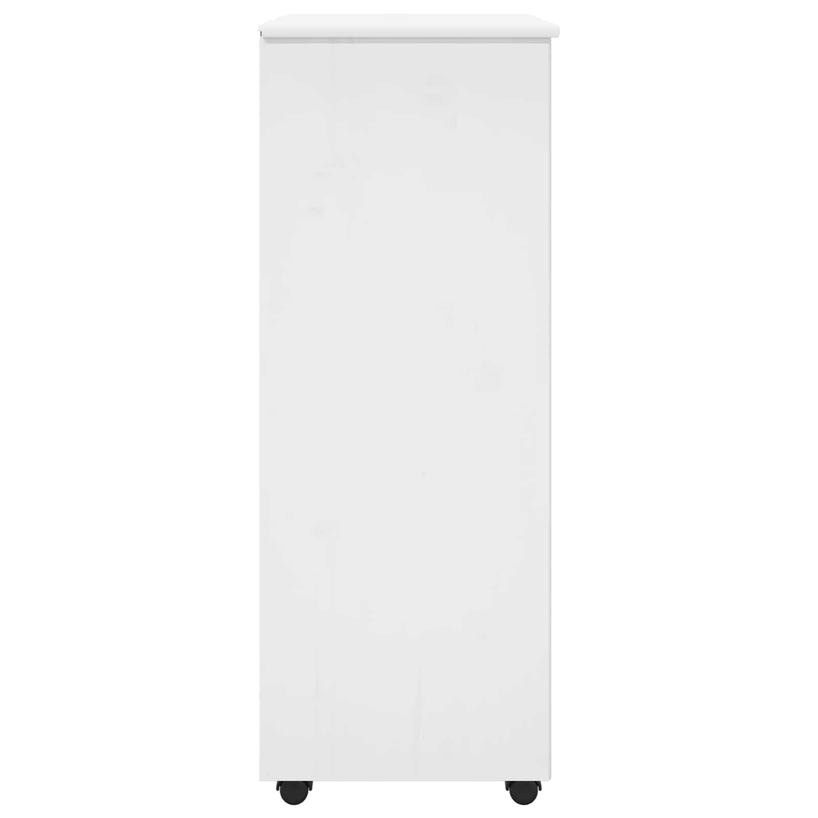 Rollschrank Kiefer Massivholz Weiß 53 x 39 x 103 cm Mobiler Rollcontainer mit 5 Schubladen und 1 Fach Moderner Beistellschrank für Home-Office Arbeitszimmer und Wohnzimmer