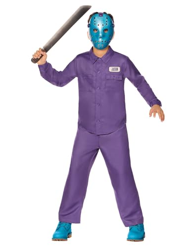 Spirit Halloween Friday the 13th: The Game Kids Retro Jason Jumpsuit Costume Officially Licensed Horror Cosplay Boys Size CHILD SMALL Standard Multicolor