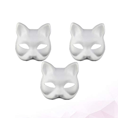 Ipetboom Gato Meia Facemasks. White Craft Masks Cat 3 Pçs De DIY De Pintura De De Animais Em De Danç
