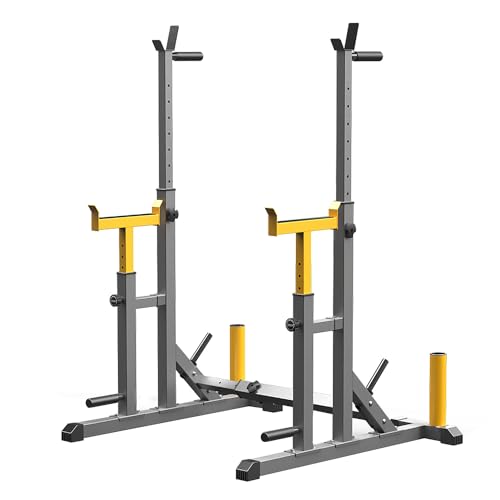 Adjustable Squat Rack,MultiFunction Barbell Rack for Weight Lifting