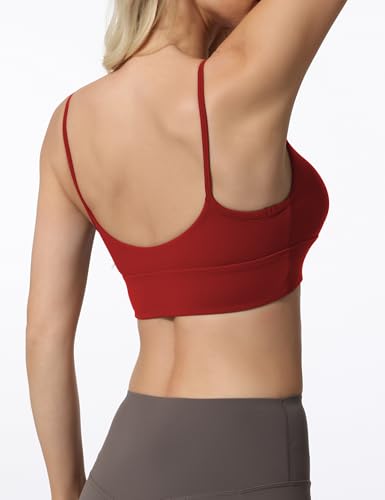 Image of Sports Bras for Women Spaghetti Strap Padded for Yoga Running Gym Workout, Wireless Scoop Neck Bras Crop Tank Top