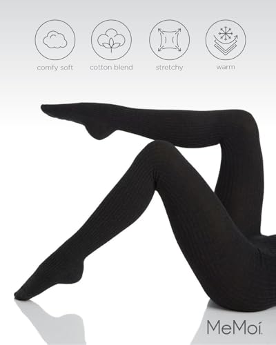 MeMoi Boston Ribbed Cotton Tights for Women, Cozy and Warm Durable Sweater Tights - Sizes Small to Queen 2