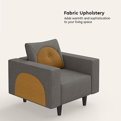 Image of Interio by Godrej Sofa Windle 1-Seater Fabric Sofa for Living Room, 3-Years Warranty, Solid Wood, Taupe and Camel
