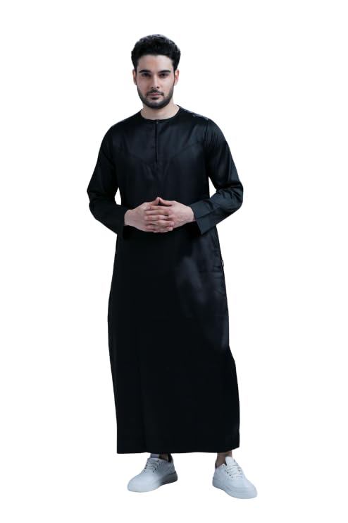 mashroo Classic Omani Black Thobe Jubba for Men-picture-4