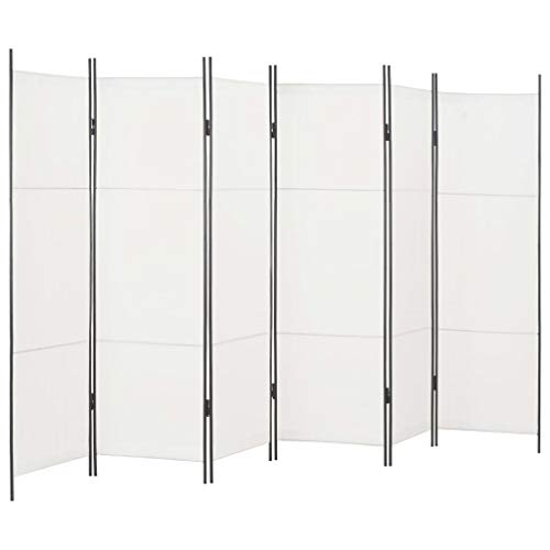 vidaXL Biombo Divisor Mobiliario Decoración Hogar Ocultación Privacidad Independiente Práctico Vestidor Privado Plegable 6 Paneles Blanco 300x180cm