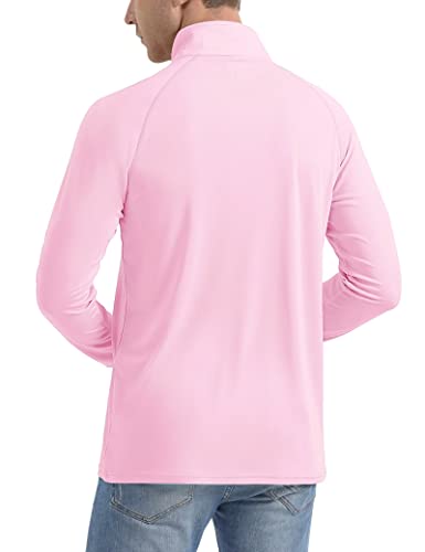 Long Sleeve Shirt Men Work Men's Sun Protective Shirts Men's Fishing Shirts Outdoor Shirts Men Quick Dry Running Shirts For Men Light Pink #TOP3
