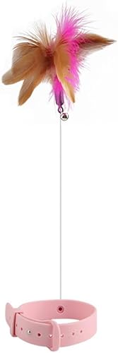 POPETPOP Juguetes de collar para gatos, juguetes nteractive para gatos con campana, collar ajustable para mascotas para interiores