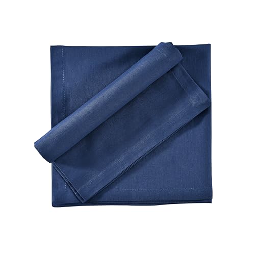 Image of FINGERCRAFT Table Napkins 18x18 Inches Set of 6 Cotton Linen Blend Fabric Dinner Cloth Napkins Washable and Reusable, Good Absorbency for Home, Parties, Hotels (Navy)