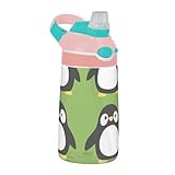 aidingzhi Kinder-Trinkflasche mit Silikon-Trinkhalm, breiter Öffnung, auslaufsicher, Reisebecher...