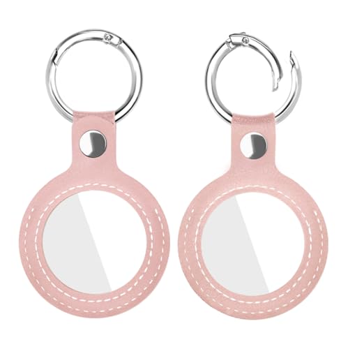 Aphrordity 2 Pcs Quarter Holder Keychain AA Coins Chip Keychain Hand-Made PU Leather Sobriety Coin Holder Size 40mm with Crystal Clear Windows Perfect for Recovery Medallions Collectible Coins