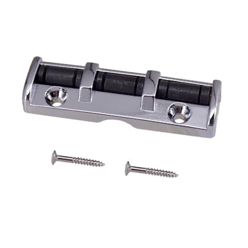 Guitar Roller Nut, 6 String 43mm 3 Saddles Brass Nut with Screws, Zinc Alloy Ball Nut Replacement Parts for Folk Acoustic Electric Guitar (Silver)