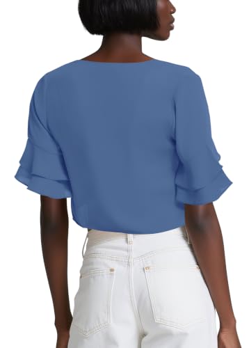 Image of Urban CoCo Women's Sheer Chiffon Bolero Shrug Ruffle Short Sleeve Open Front Cropped Cardigan for Dresses