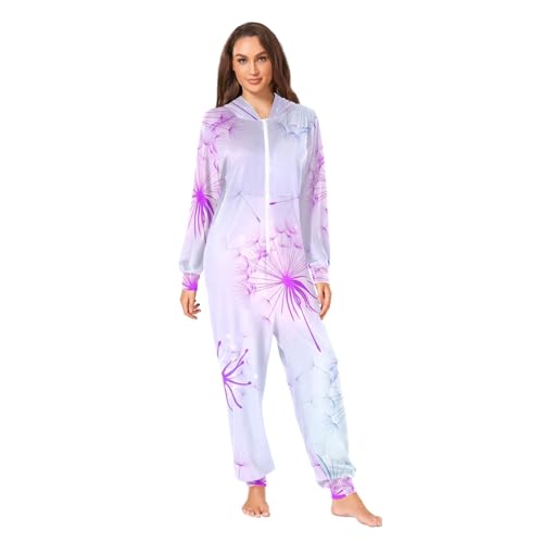 Combinaison pyjama de Noël adulte violet pastel motif pissenlit