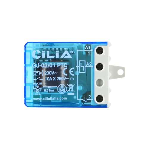 CILIA Stromstoßschalter für Montage in Unterputzdose 1 NO Schließkontakt AC 50/60Hz Standard 230 V 10A Relais Unipolarer Schalter Stecknuss mit Limitator Leistung Spule für Lichter