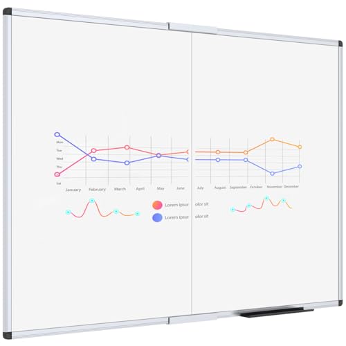 VIZ-PRO Magnetic Foldable Whiteboard, 48 x 36 Inches, Dry Erase Wall Mounted Board for School Office and Home