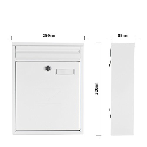 Rottner Brievenbus Como wit, stalen brievenbus, postbus, hekbrievenbus, 2 gleuven, naambordje - Afbeelding 4
