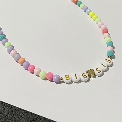 tenghong2021 Big Sister Bracelet Necklace Jewelry set Gold Heart Beads Colorful Heart Rainbow Beads Best Christmas Halloween New Year's Gift For Girls Women3