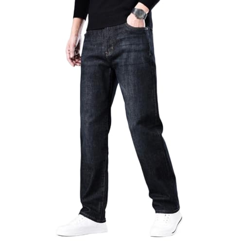 Spring and Autumn Jeans Loose Straight Leg Pants Versatile Elastic Pants(41) Blue