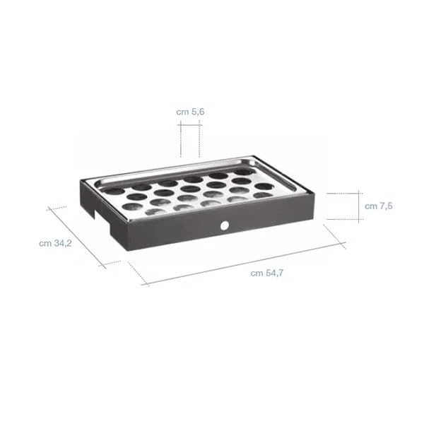 Pintinox Vassoio Refrigerato Porta Yogurt, 22 Fori da 5,5 cm, 54,7x34,2 cm, con Gel Pack e Bacinella in Policarbonato Linea Caleido