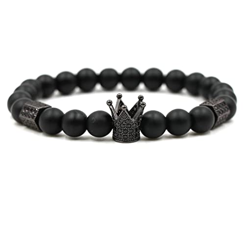 Bracelet en pierre naturelle WXKAGF et perles couronne 8mm d'une élégance royale