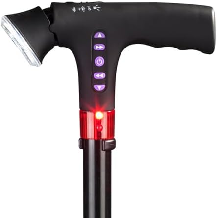Bastón Plegable Ajustable con Alarma, luz LED y Radio - Bastón de...