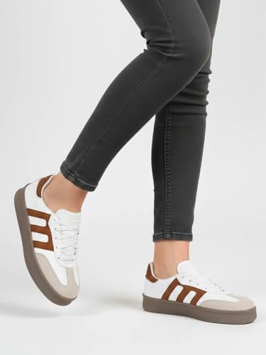 Image of Shoetopia Women's Casual Sneakers || Lace-Up Low-Top Shoes with Cushioned Sole || Trendy Daily Footwear Walking Shoes