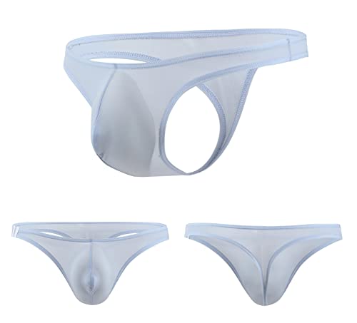 JEsilunmaMY Mens Low Rise Bikini Briefs Ice Silk Sexy Pouch Panties Underwear See Through Mesh Jockstrap Thong Swimsuit2