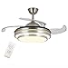 OUKANING Ventilador de techo con iluminación y mando a distancia, 3 colores de luz, 36 W, LED, lámpara de techo, alas plegables, lámpara de techo moderna para dormitorio, salón, comedor (36pulgadas)