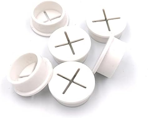 BESTYCHAO Flexible Silicone Cable Cord Grommet, 6Pcs 1 Inch Desk Grommet with 1 Drill Bit for Desk Table and Other Furniture Hole Cover Cable Management (White)