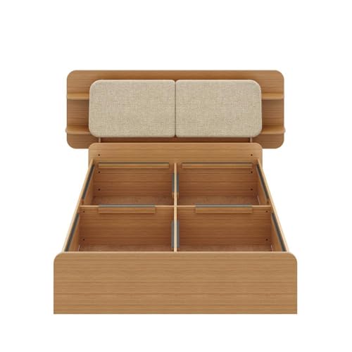 Image of Wakefit Bed | 3 Yr Warranty | Bed Queen Size, Storage Box, Foam-Cushioned Upholstery Headboard with Storage, Density: 680-750 kg /m, Fits Mattresses Up to 8 inches (Scandi 78x60- UT)