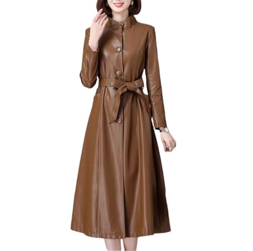 Trench long en cuir pour affronter la ville avec style en manteau rouge