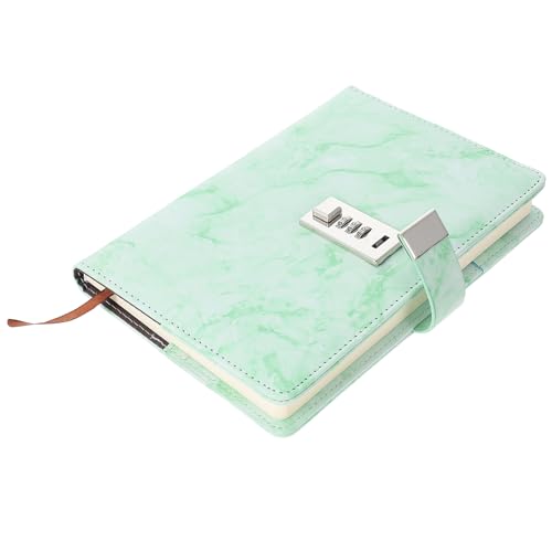 TOPBATHY Libreta Multifuncional Candado de Combinación Cuaderno Portátil Cierre de Seguridad Tamaño Compacto Cubierta Verde de PU Resistente Adecuado para Estudiantes y Uso Diario