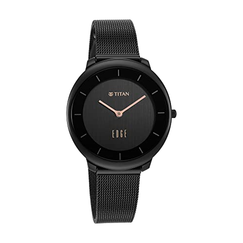 Image of Titan Edge Black Dial Analog Stainless Steel Strap Watch for Women-NS2677NM01 /NT2677NM01