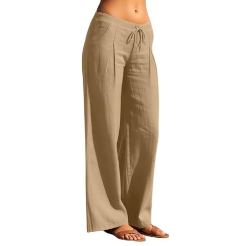 Pantalon jambes larges coupe confortable style intemporel camel