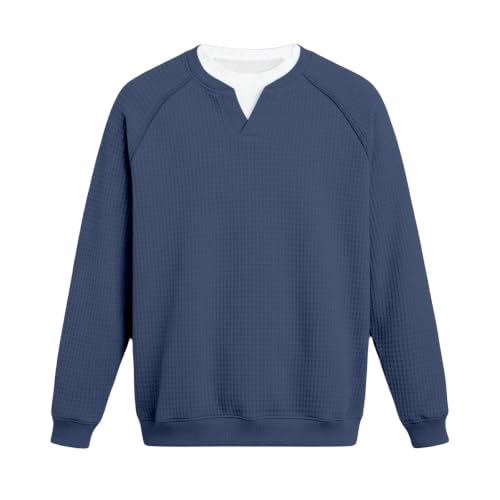 Waffle Knit Long Sleeve Men,V Neck Pullover Sweaters(Blue,Xx-Large) - image 8