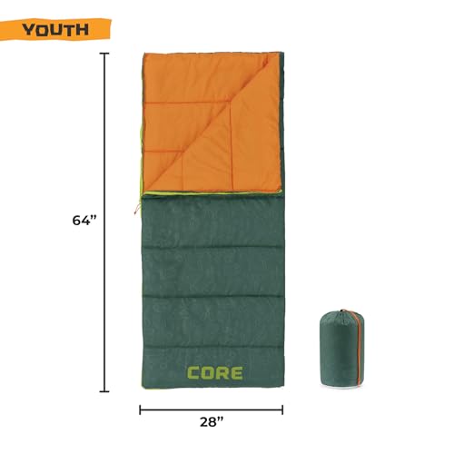 CORE bolsa de dormir juvenil para clima de 50 grados | Ligera y compacta para niños y niñas | Ideal para uso interior o exterior, camping, mochilero, senderismo y pijamadas | Perfecta para clima templado de 3 estaciones miniatura 3