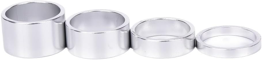 4Pcs/Set 28.6mm 5/10/15/20mm Aluminum Alloy Headset Stem Spacer Fork Washer Cap for Road Bike Cycling for Bikes(Gold)