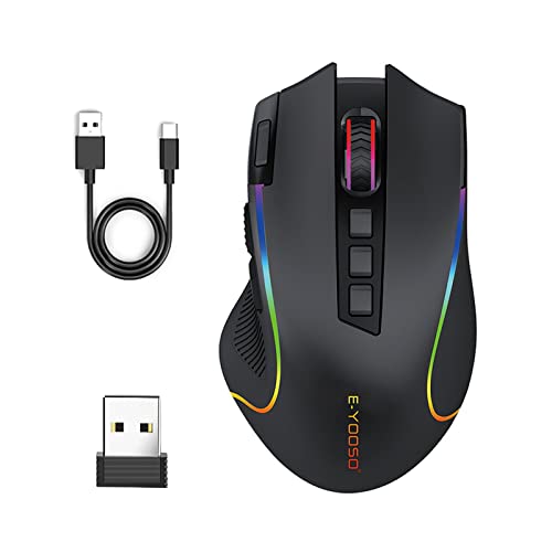 E-Yooso X-11 Wireless Rgb Gaming Mouse Rechargeable, 8000 Dpi Wired Gaming Mouse, Type C Wired Customize Rgb Backlit Mouse With Rapid Fire Key 9 Programmable Buttons Mouse With Macro Programming #TOP9