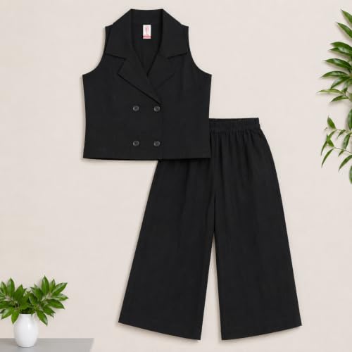 Image of The Magic Wand Woven Digital Printed Co-ord Set For Kids Girls, Sleeveless Top With Palazzo Pant Two-Piece Western Stylish Clothing Set For Festivals