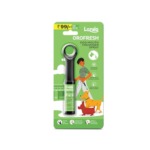 Image of Lozalo Orofresh Mouth Freshner Spray for Dogs- 66ml, Combo Pack of 3x22ml, Eliminates Foul Breath Reduces Tartar & Plaque in Dogs & Puppies of All Breeds, with Clove Oil & Cooling Freshness of Mint