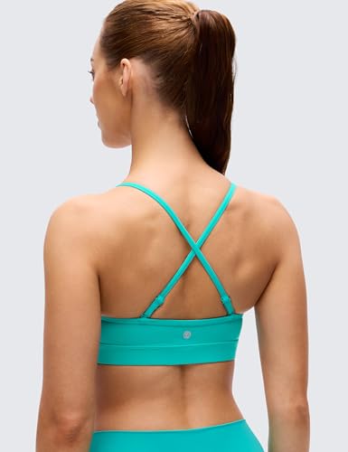 Image of CRZ YOGA Butterluxe V Neck Sports Bras | Light Support, Removable Pads, Yoga, Extremely Soft, Square Back, Adjustable Spaghetti Straps, for Women